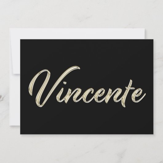 Vincente Name white gold Handwriting Karte カード (正面)