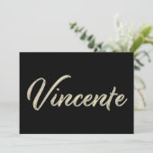 Vincente Name white gold Handwriting Karte カード (スタンド正面)