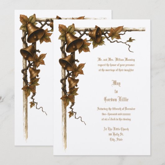 Vine And Wedding Bells 招待状 (正面/裏面)