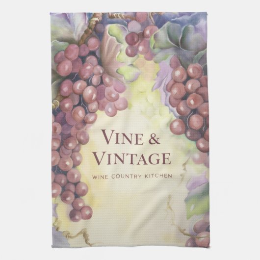 Vine & Vintage Grapes Luxe Tea Towel キッチンタオル (縦)