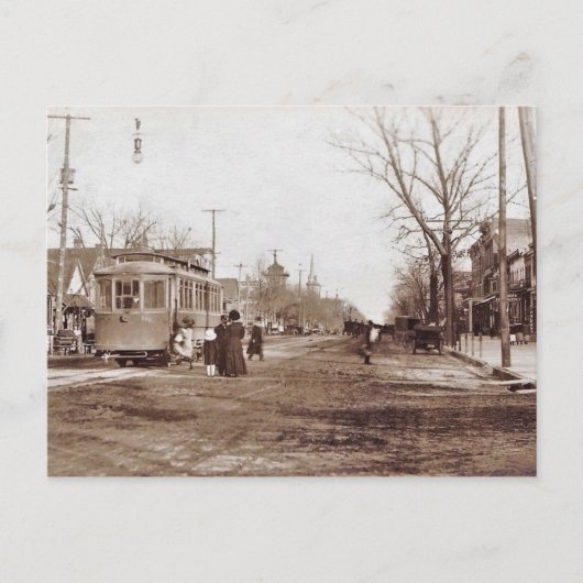 Vineland NJ, Landis Ave, Trolley, Scene, c1910 ポストカード (正面)
