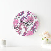 vines flowers purple ラージ壁時計 (ホーム)