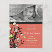 Vineyベビー誕生発表ピンク 案内ポストカード (正面)