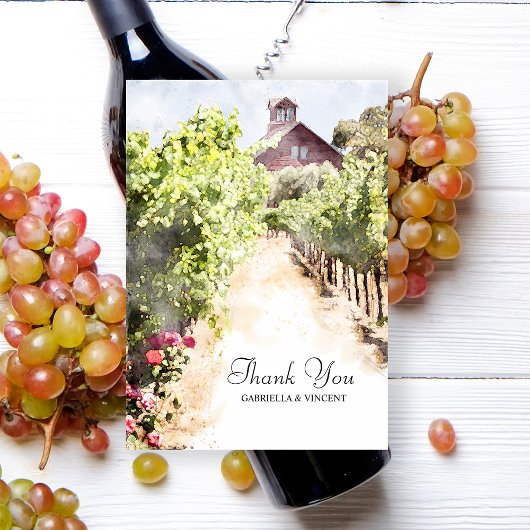 VineyardとRed Barn Water 結婚 color's サンキューカード