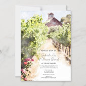 VineyardとRed Barn Water 結婚 color's マグネット招待状 (正面)