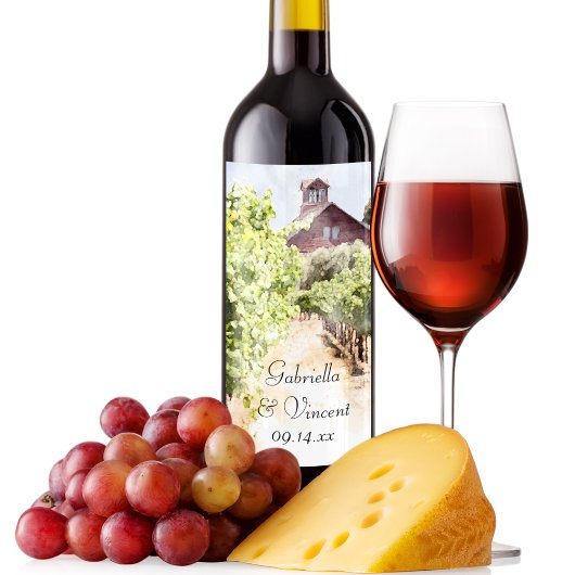 VineyardとRed Barn Water 結婚 color's ワインラベル