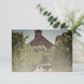 VineyardとRed Barn Wedding RSVPレスポンスカード 出欠カード (スタンド正面)