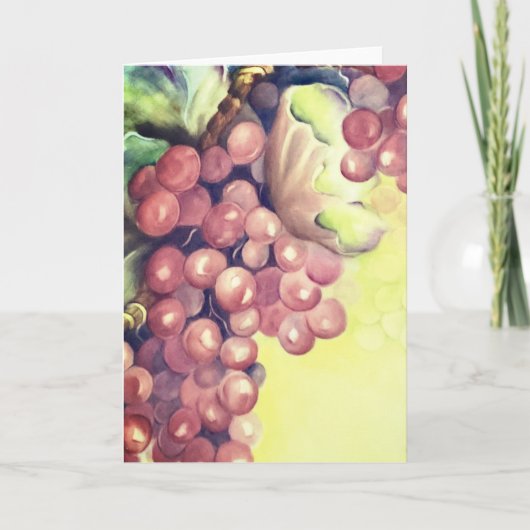 Vineyard Grapes Watercolor Greeting Card | Wine  カード (正面)