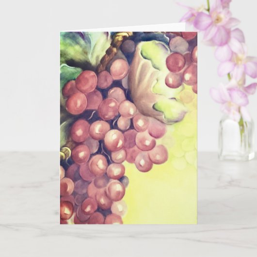Vineyard Grapes Watercolor Greeting Card | Wine カード (蘭)