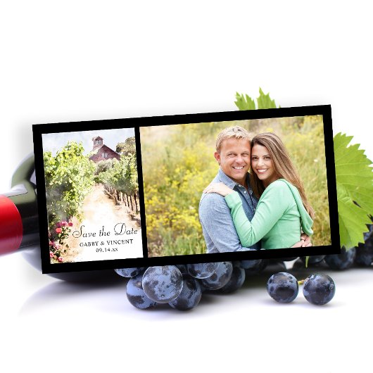 Vineyard Red Barn Water Color Wedding日付を保存 セーブザデート