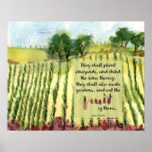 Vineyard Scripture Amos Wine Grapes Watercolor ポスター (正面)
