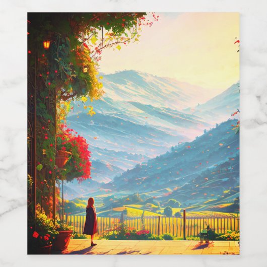 Vineyard、Summer、Cozy、Omfortableс ワインラベル (シングルラベル)