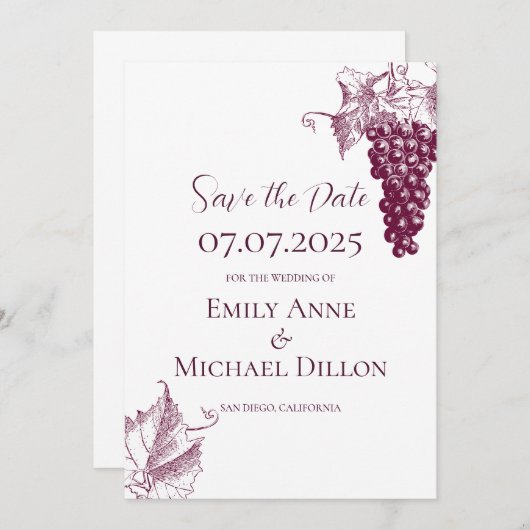 Vineyard Wedding Save the Date 招待状 (正面/裏面)
