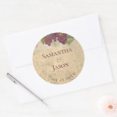 Vineyard Wedding Watercolor Grapes ラウンドシール (封筒)
