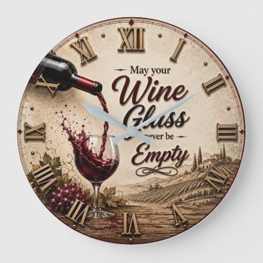 Vineyard Wine Lover Decor ラージ壁時計 (正面)