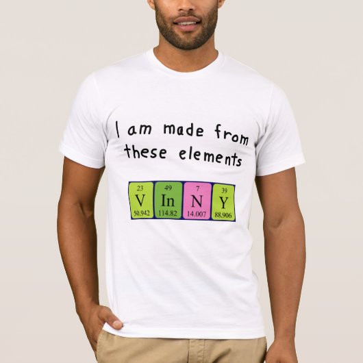 Vinnyの周期表名のシャツ Tシャツ (正面)
