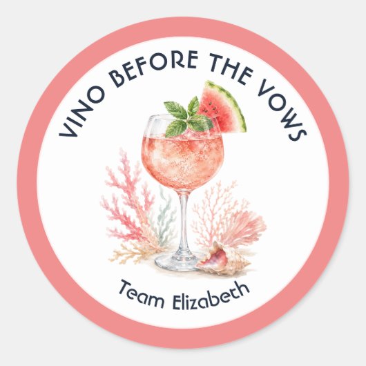 Vino Before the Vows 海辺のバチェラー・パーティー ラウンドシール (正面)