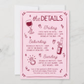 Vino Before the Vows Pink & Wine Red Bachelorette 招待状 (裏面)