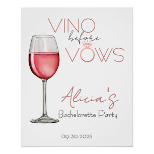 Vino Before Vowsバチェロレッテ/ブライダルパーティ標識 ポスター