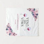 Vino Before Vowsフローラブライダルシャワー背景 タペストリー (正面(横))