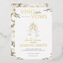 Vino before Vows ゴールド ホワイト フラワー ブライダルシャワー