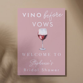 Vino Before Vows ピンクのブライダルシャワーウェルカム ポスター