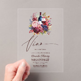 Vino Before Vows フラワーワインブライダルシャワー アクリル招待状