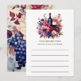 Vino Before Vows フラワーワインブライダルシャワー アドバイスカード