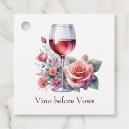 Vino Before Vows フラワーワインブライダルシャワー フェイバータグ
