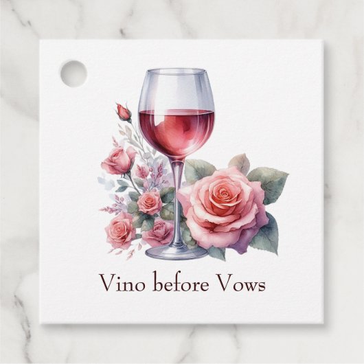 Vino Before Vows フラワーワインブライダルシャワー フェイバータグ (正面)