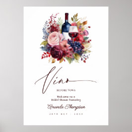 Vino Before Vows フラワー ワイン ブライダルシャワー ウェルカム ポスター