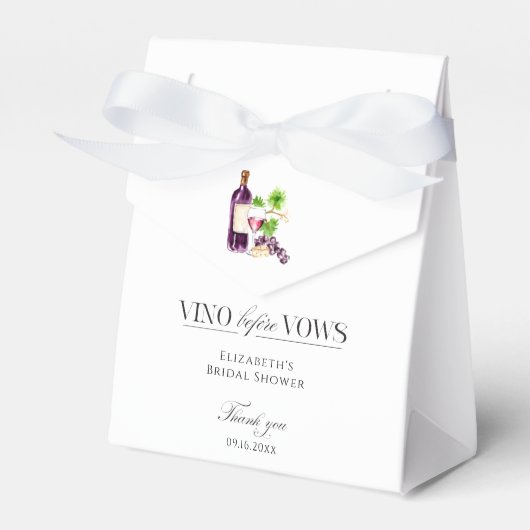 Vino Before Vows ブライダルシャワーワインのお礼 フェイバーボックス (正面サイド)