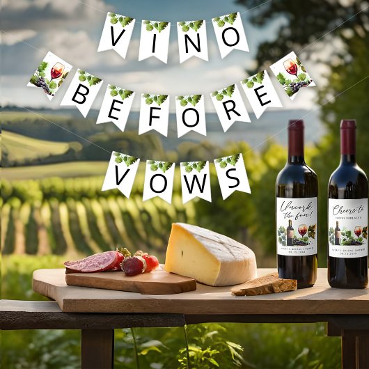 Vino Before Vows ブライダルシャワー バンティングフラッグ