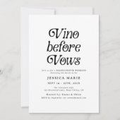 Vino Before Vows | レトロなバチェラー・パーティーの最小限のデザイン 招待状 (正面)