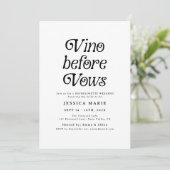 Vino Before Vows | レトロなバチェラー・パーティーの最小限のデザイン 招待状 (スタンド正面)
