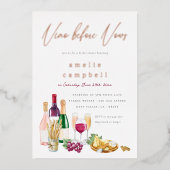 Vino Before Vows ワイン ブライダルシャワー 箔招待状 (正面)