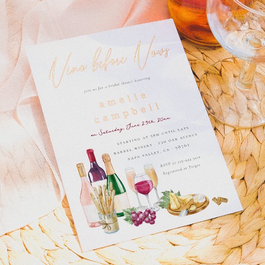Vino Before Vows ワイン ブライダルシャワー 箔招待状