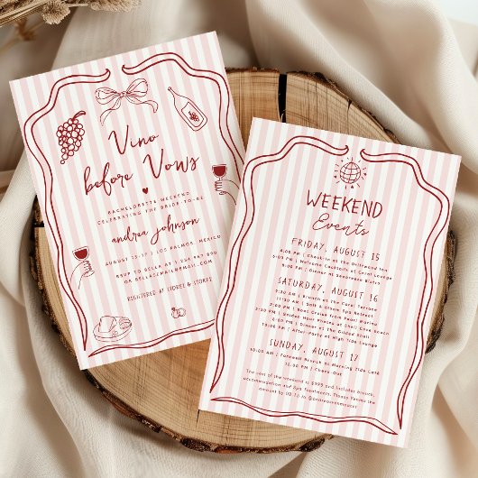 Vino Before Vows 手描きバチェラーウィークエンド 招待状