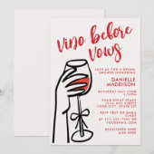 Vino Before Vows 赤ワイン ブライダルシャワー 招待状 (正面/裏面)