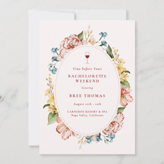 Vino Before Vows Bachelorette Weekend 招待状 (正面)