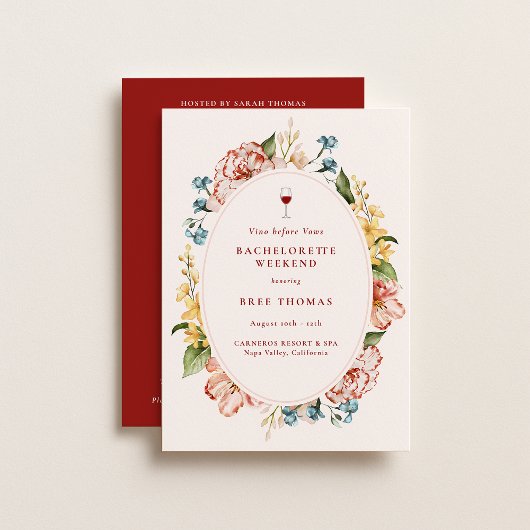 Vino Before Vows Bachelorette Weekend 招待状