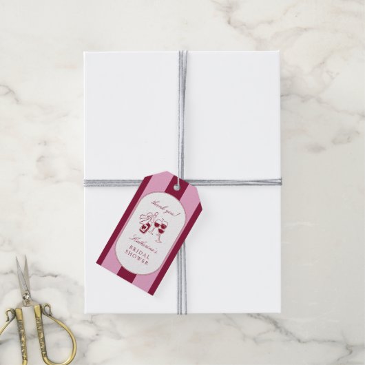 Vino Before Vows Bridal Shower ギフトタグ (より糸付き)