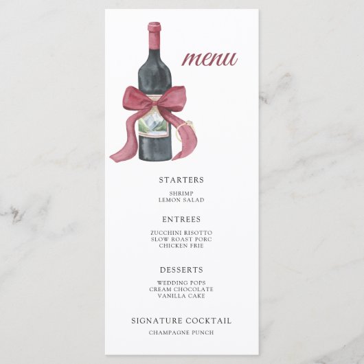 Vino before vows Bridal shower menu メニュー (正面)