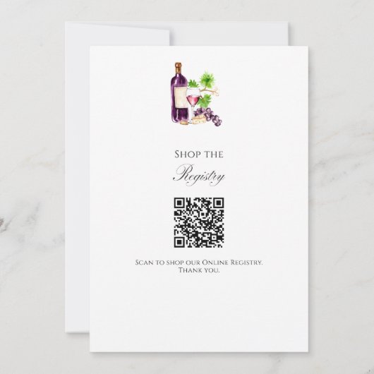 Vino Before Vows Bridal Shower QR Code Registry 招待状 (裏面)