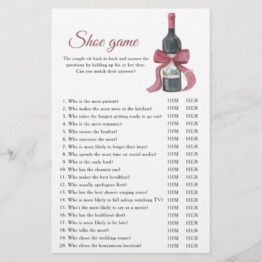 Vino before Vows Bridal shower Shoe game (正面)