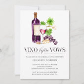 Vino Before Vows Bridal Shower Watercolor Wine 招待状 (正面)