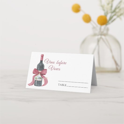 Vino before Vows Bridal shower - wedding place プレイスカード (正面)