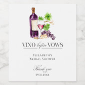 Vino Before Vows Bridal Shower Wine Thank you ワインラベル (シングルラベル)