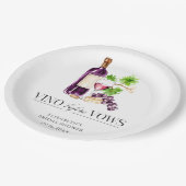 Vino Before Vows Bridal Shower Wine Watercolor ペーパープレート (アングル)