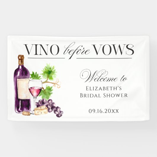 Vino Before Vows Bridal Shower Wine Welcome Decor 横断幕 (横)